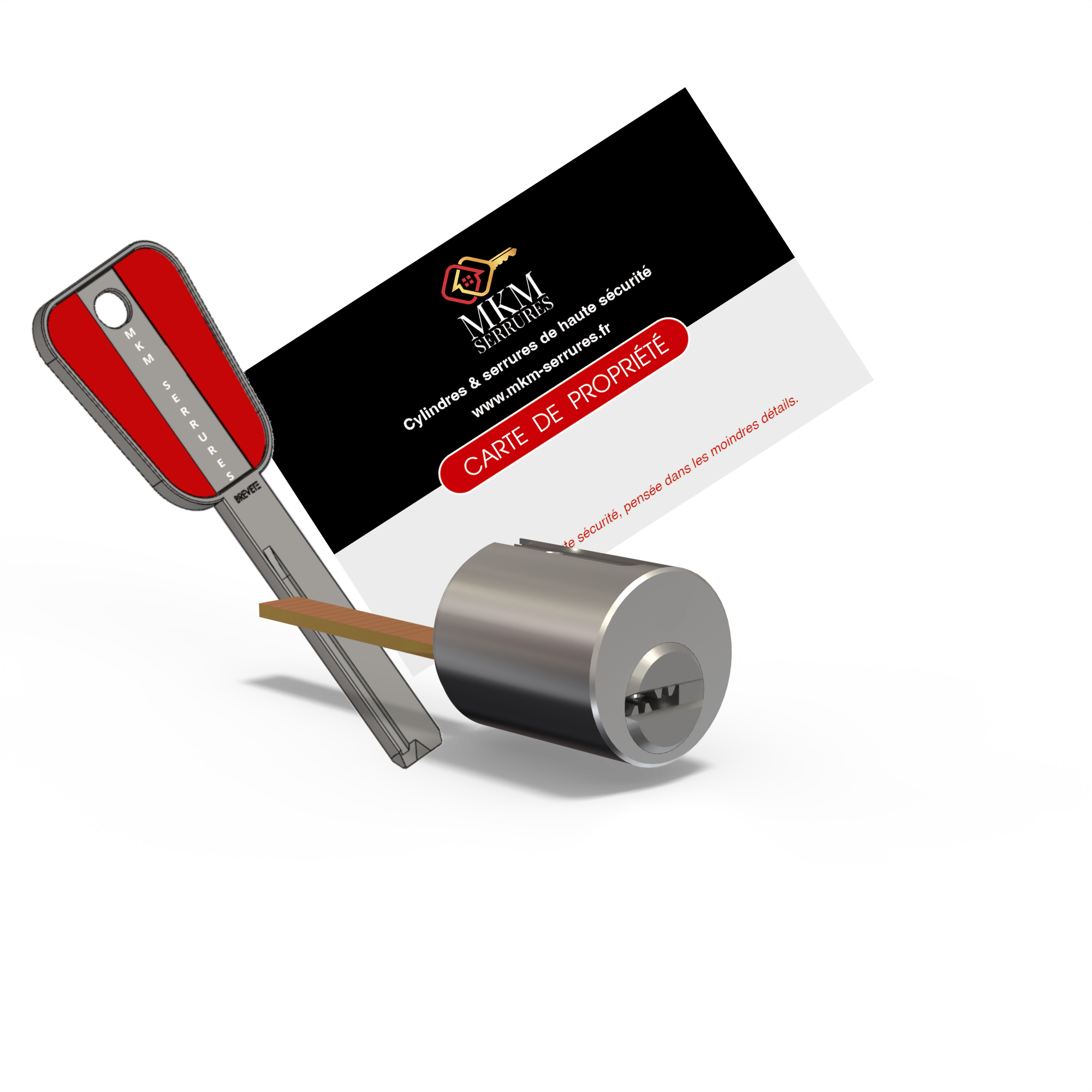 Cylindre Atlas de chez MKM SERRURES en remplacement d'un cylindre Anker avec 3clés plus carte de propriété